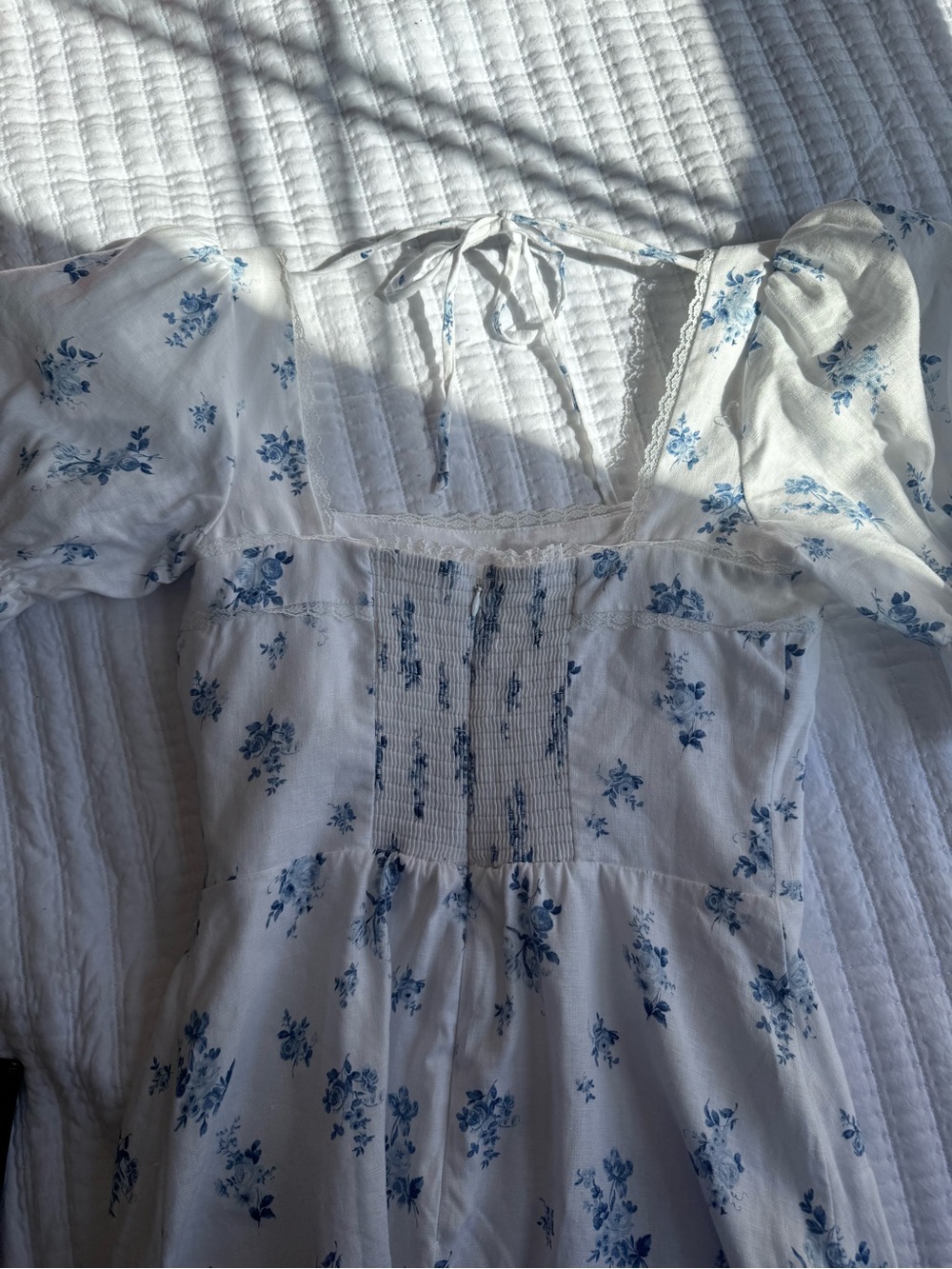 Reformation Evianna linen mini dress floral blue - Picture 7 of 9